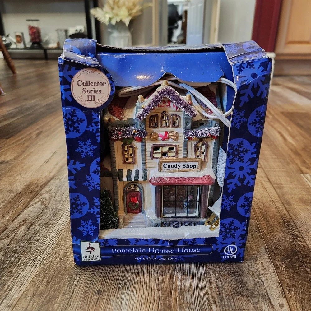 Holiday Seasons Collector Series III Porcelain Lighted Candy Shop Christmas